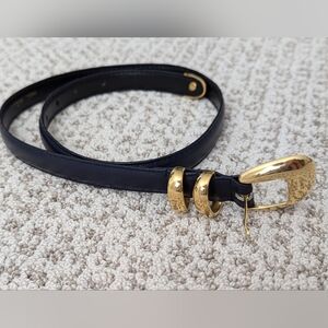 Kim Rogers Ladies Genuine Leather Navy With Gold Buckle Size S